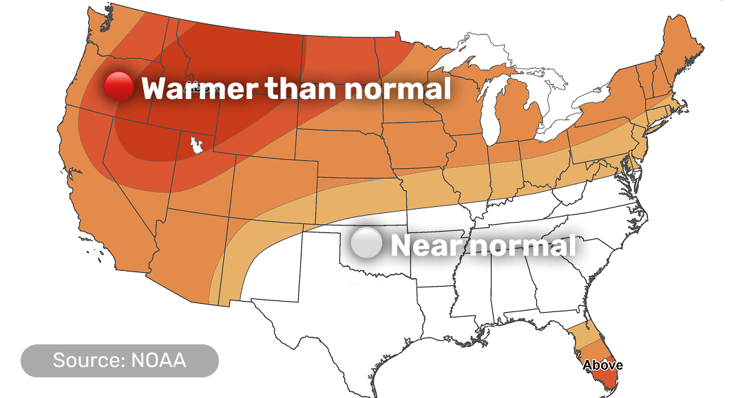 Temperature outlook map