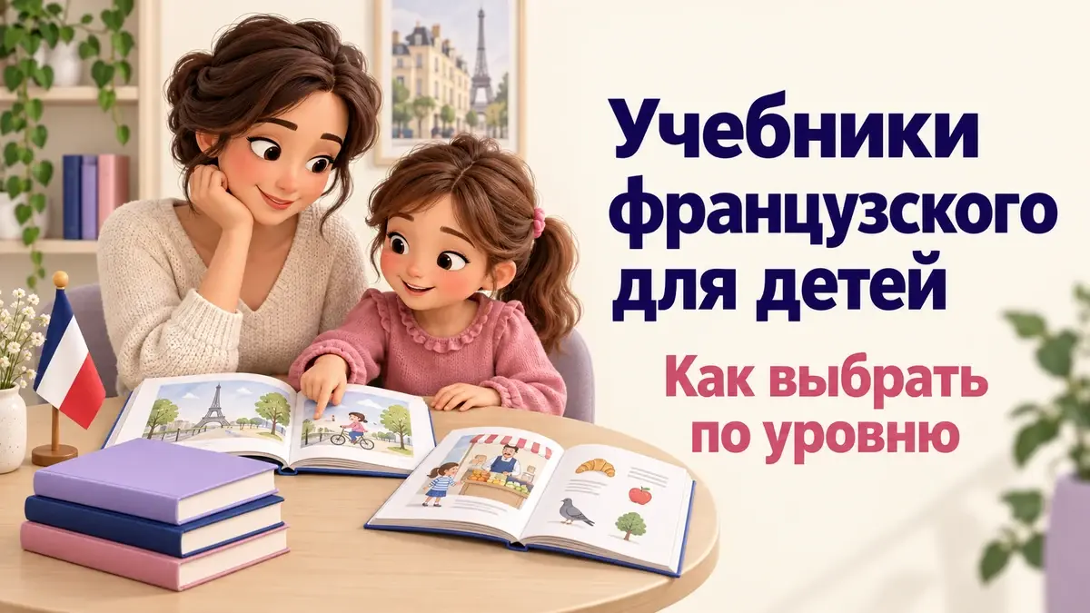 Мама и дочь выбирают учебник французского, сравнивая задания в двух книгах.