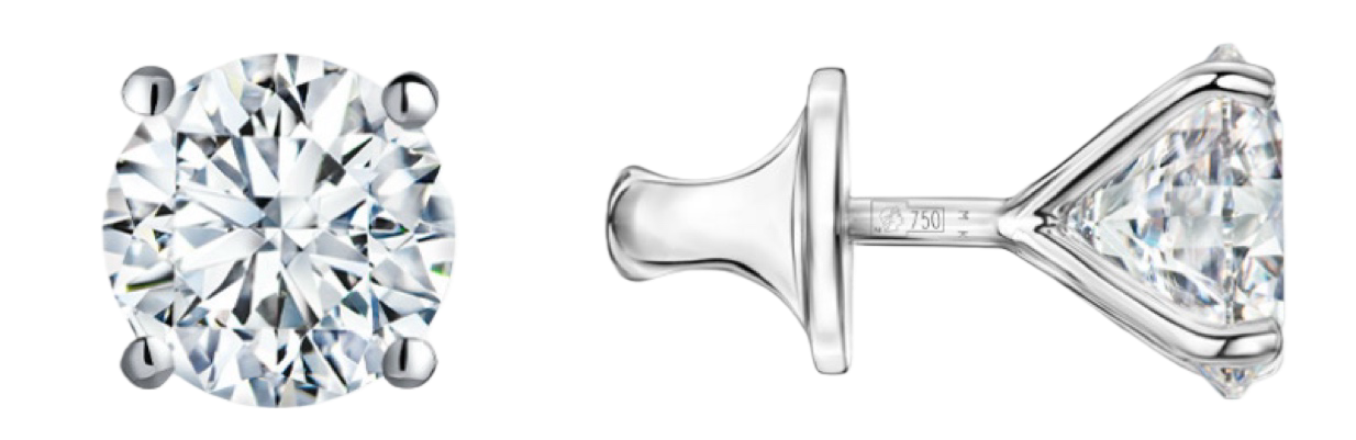 пусеты с бриллиантами круглые