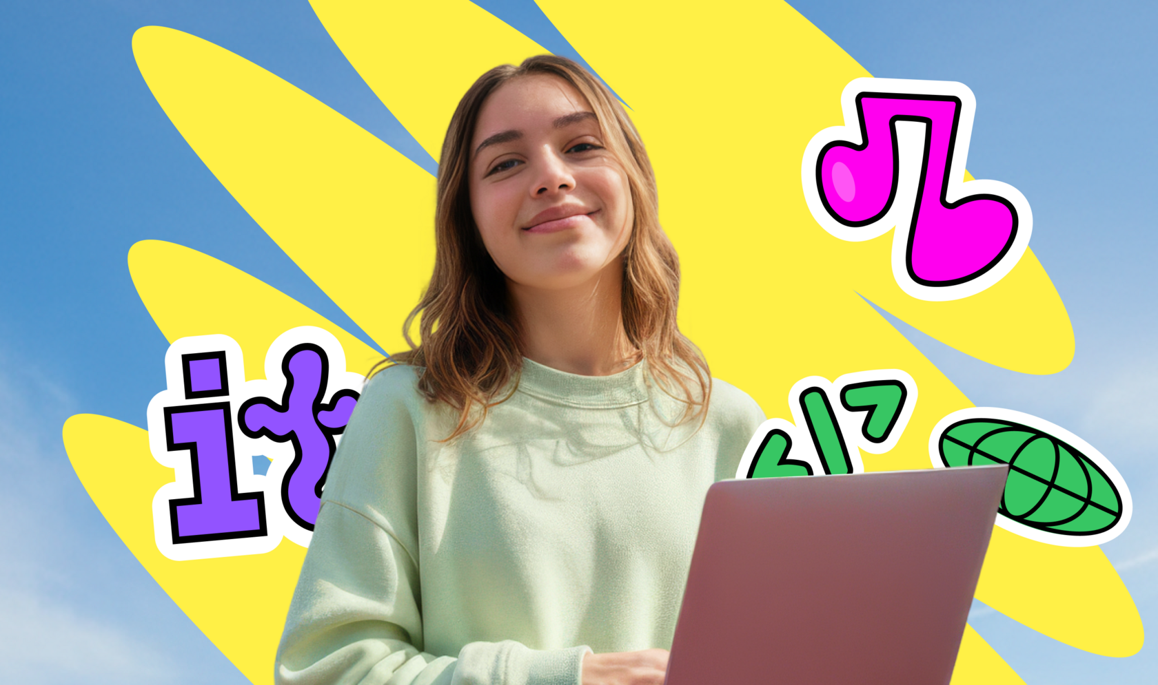 Ученица Skillbox Kids занимается за ноутбуком