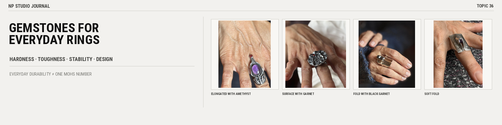 Gemstones for everyday rings — hardness, toughness, stability and design