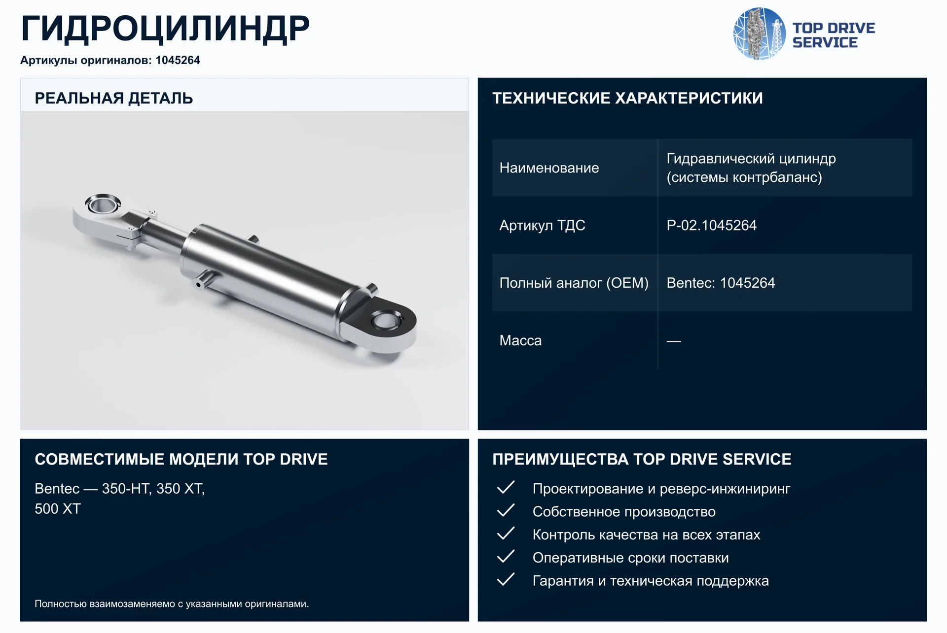 Гидравлический цилиндр (системы контрбаланс) — OEM 1045264
