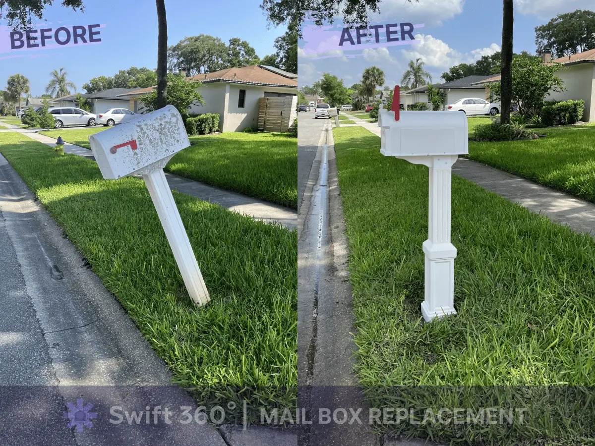 Swift360 - Handyman Orlando - Result job - Mail Post Replacement - Before and After