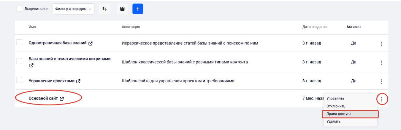 Определение прав доступа