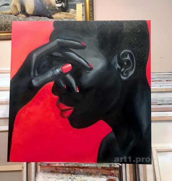 картина африканка красная