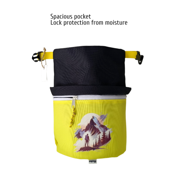 Bouldering chalk bag with rock print for climbing