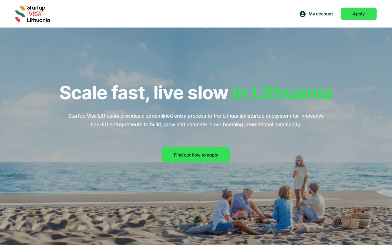 Startup Visa Lithuania homepage screenshot (October 2026)