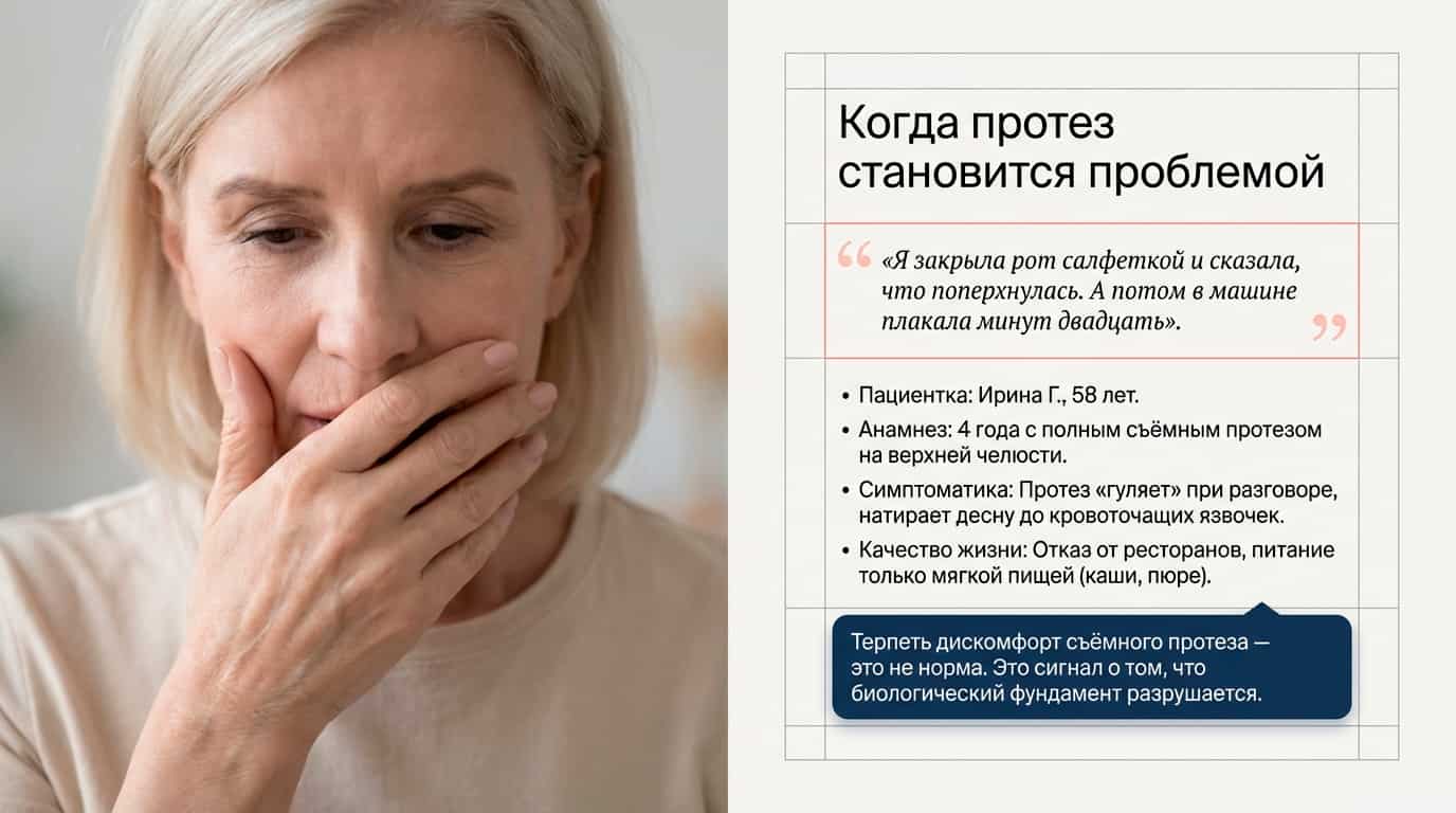 Когда съёмный протез превращается в проблему