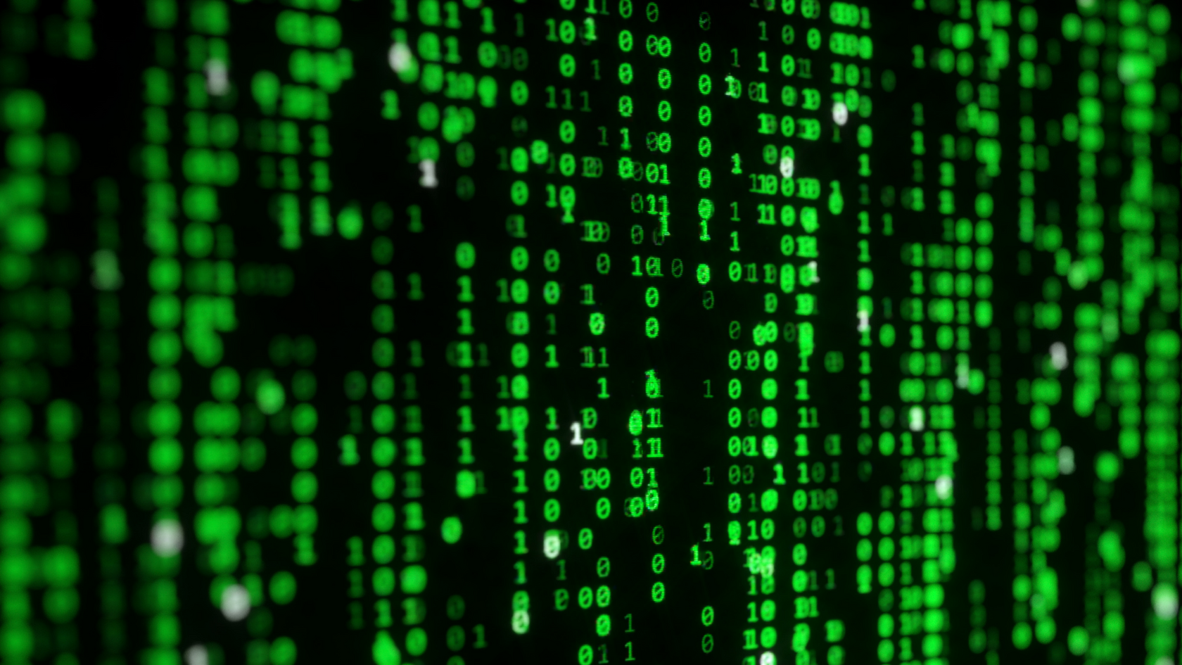 Digital matrix of code running down a page