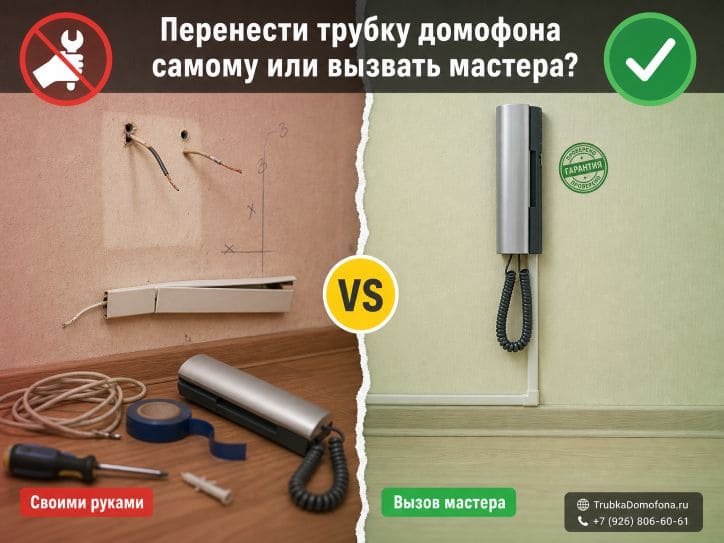 Можно ли перенести трубку домофона самостоятельно или лучше вызвать мастера