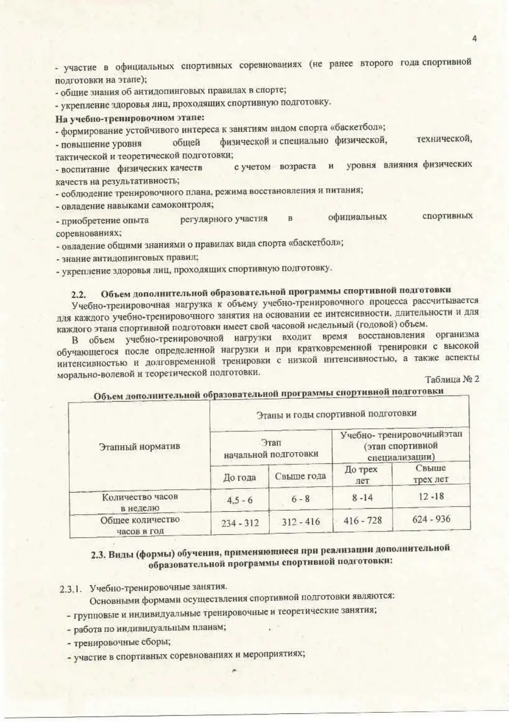 Программа спортивной подготовки, страница 4