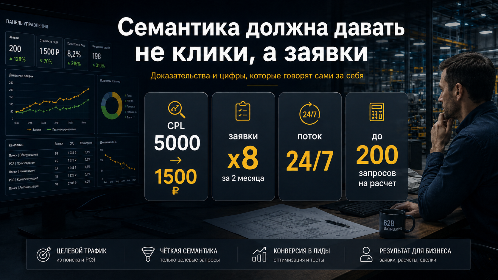Доказательства эффективности семантики в B2B: CPL, заявки, запросы на расчет