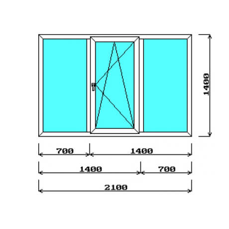 Эскиз трехстворчатого окна пвх