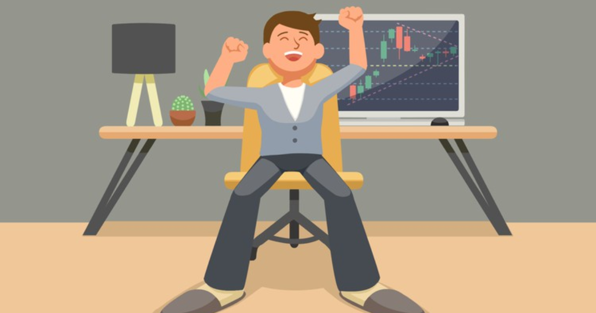 animated person trading happy