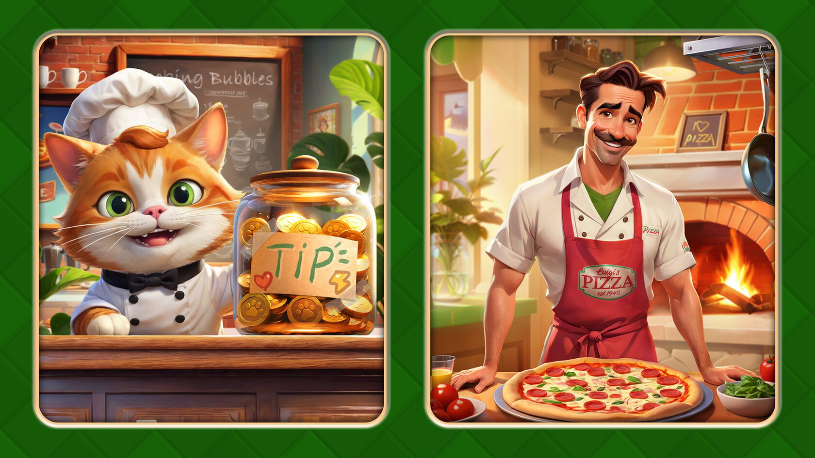 Иллюстрация ивента — шеф-король в короне и повар с помидорами в кухне Best Diner