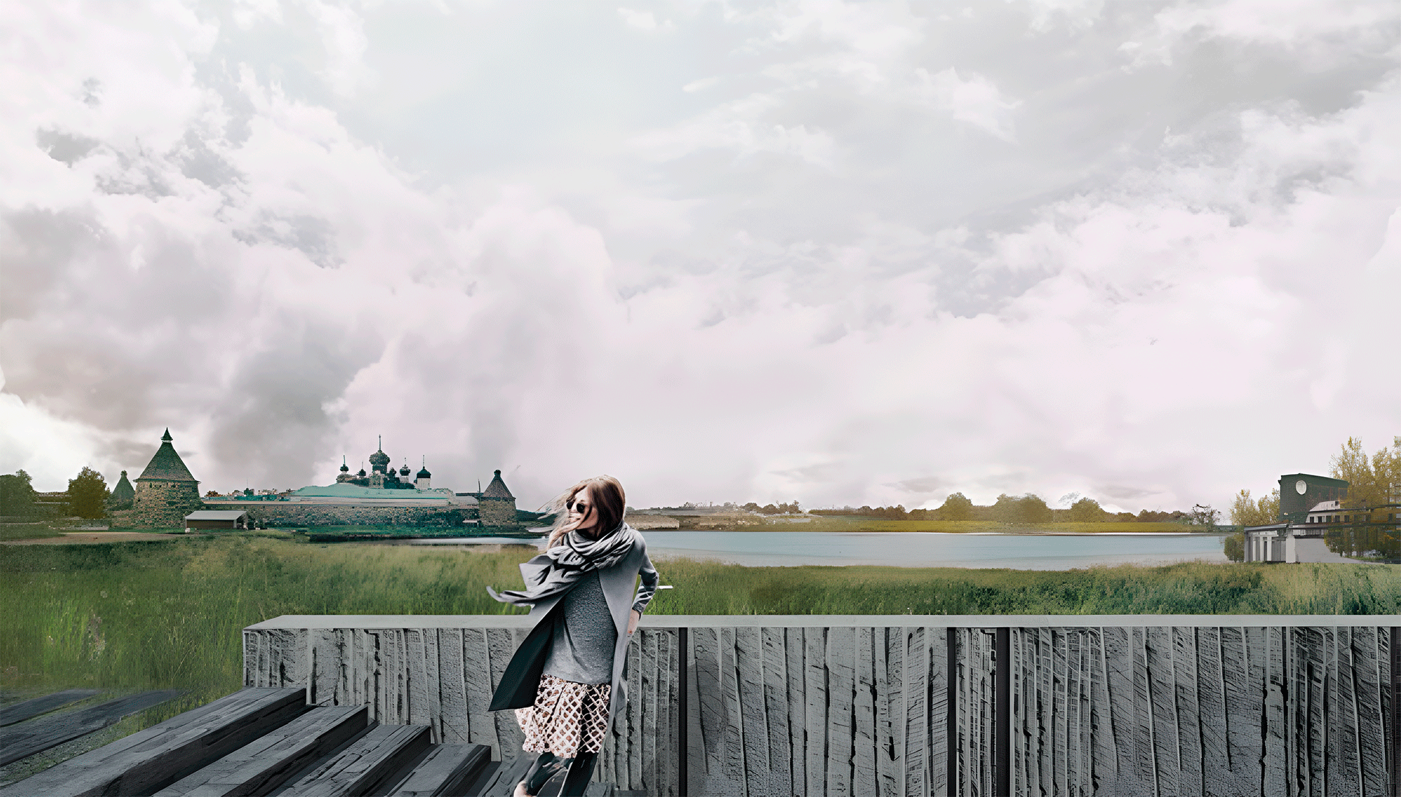 Соловки. Вид на монастырь с лестницы