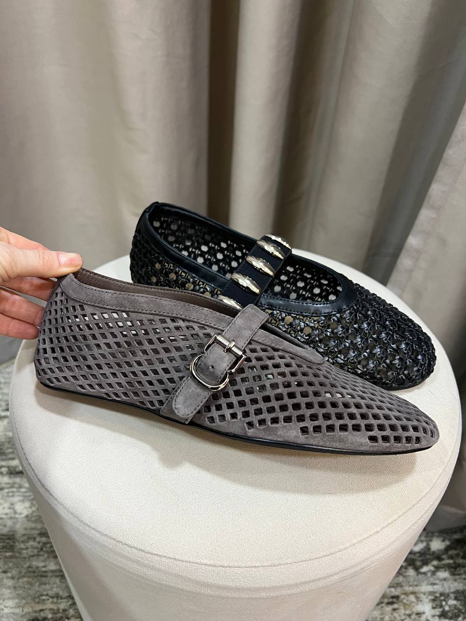 Балетки из натуральной кожи и замши