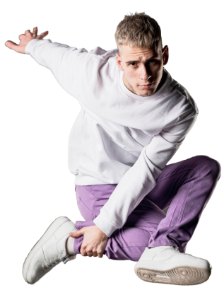 Современный танец, парень в танцевальном движении, хип-хоп стиль