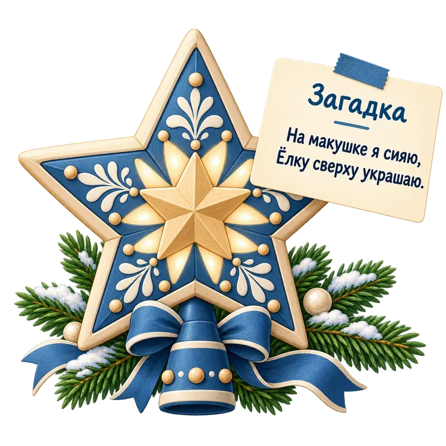 Звезда на ёлку с запиской-загадкой для новогоднего домашнего квеста