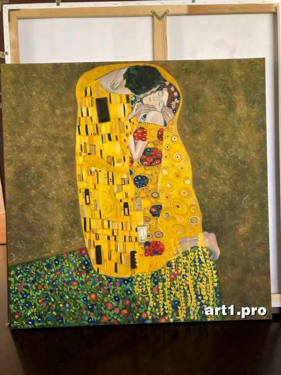 густав климт поцелуй, картина маслом, большие картины, картины в дом