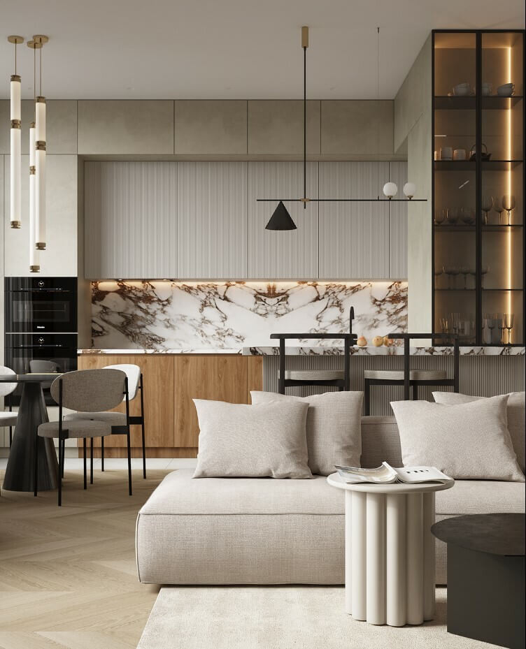 кухня в светлых тонах на заказ 