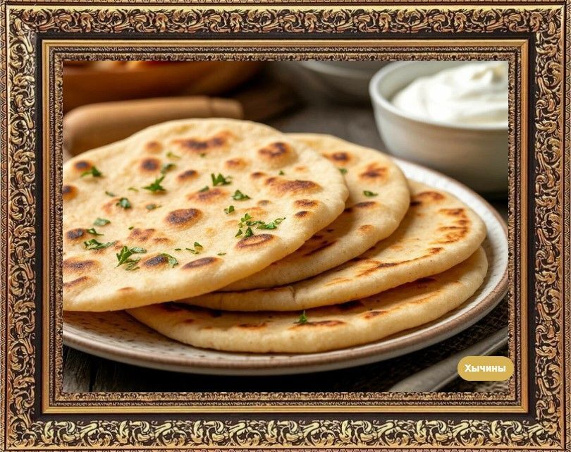 хычины с творогом и сыром на сковороде
