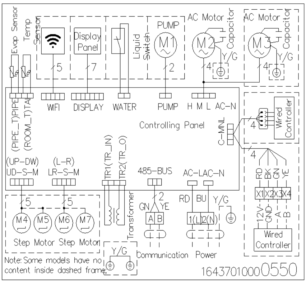 Схема подключения внутреннего блока Dahatsu DHP/DHV