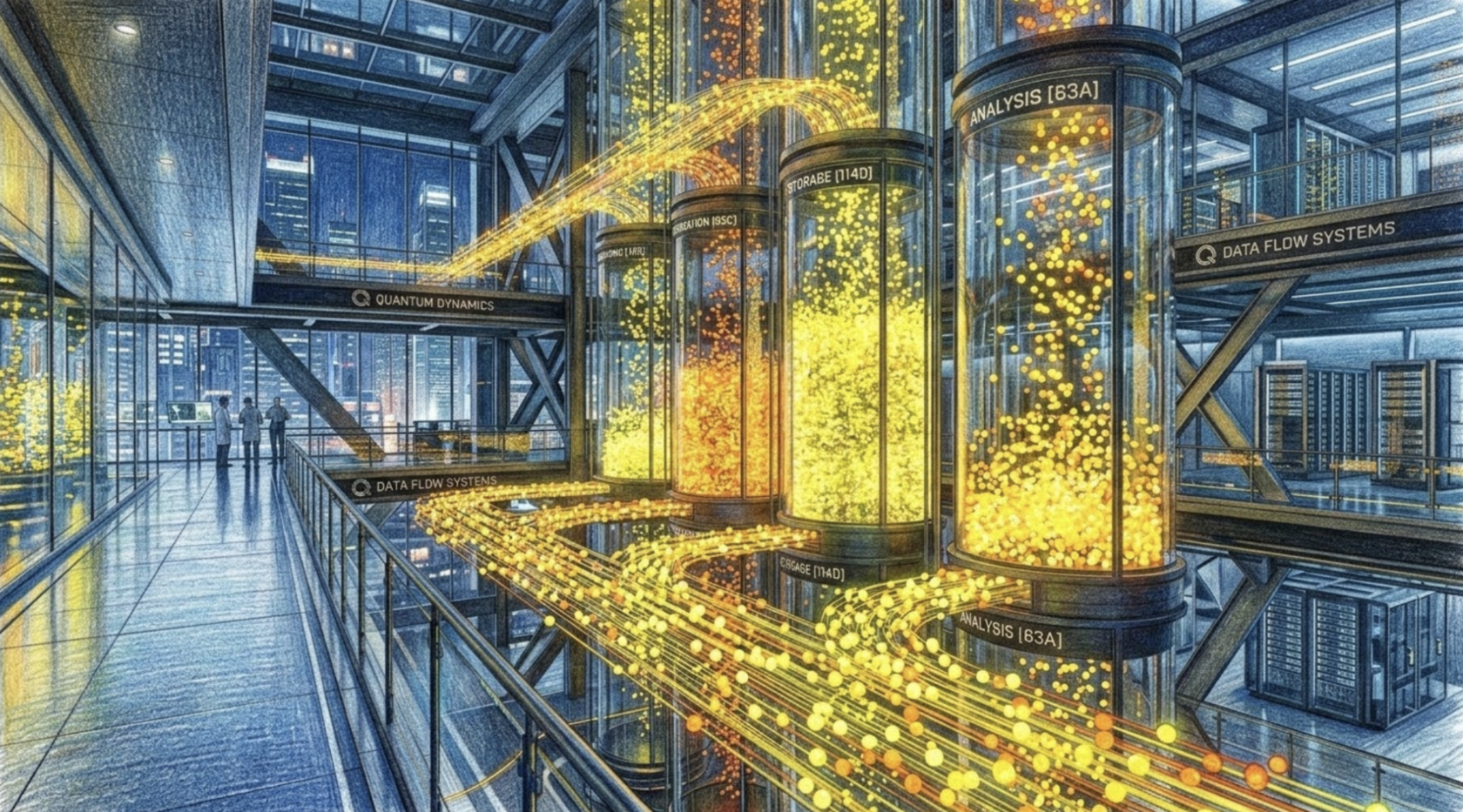 A glowing, high-tech abstract visualization of data being cleanly separated into distinct, transparent silos.