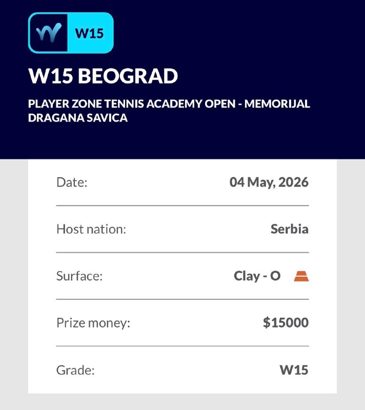 Player Zone 在贝尔格莱德举办的ITF W15女子网球赛