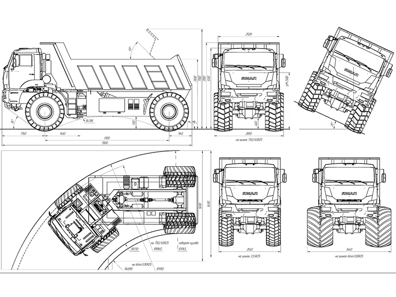 Самосвал схема. Самосвал Ямал в-4520.