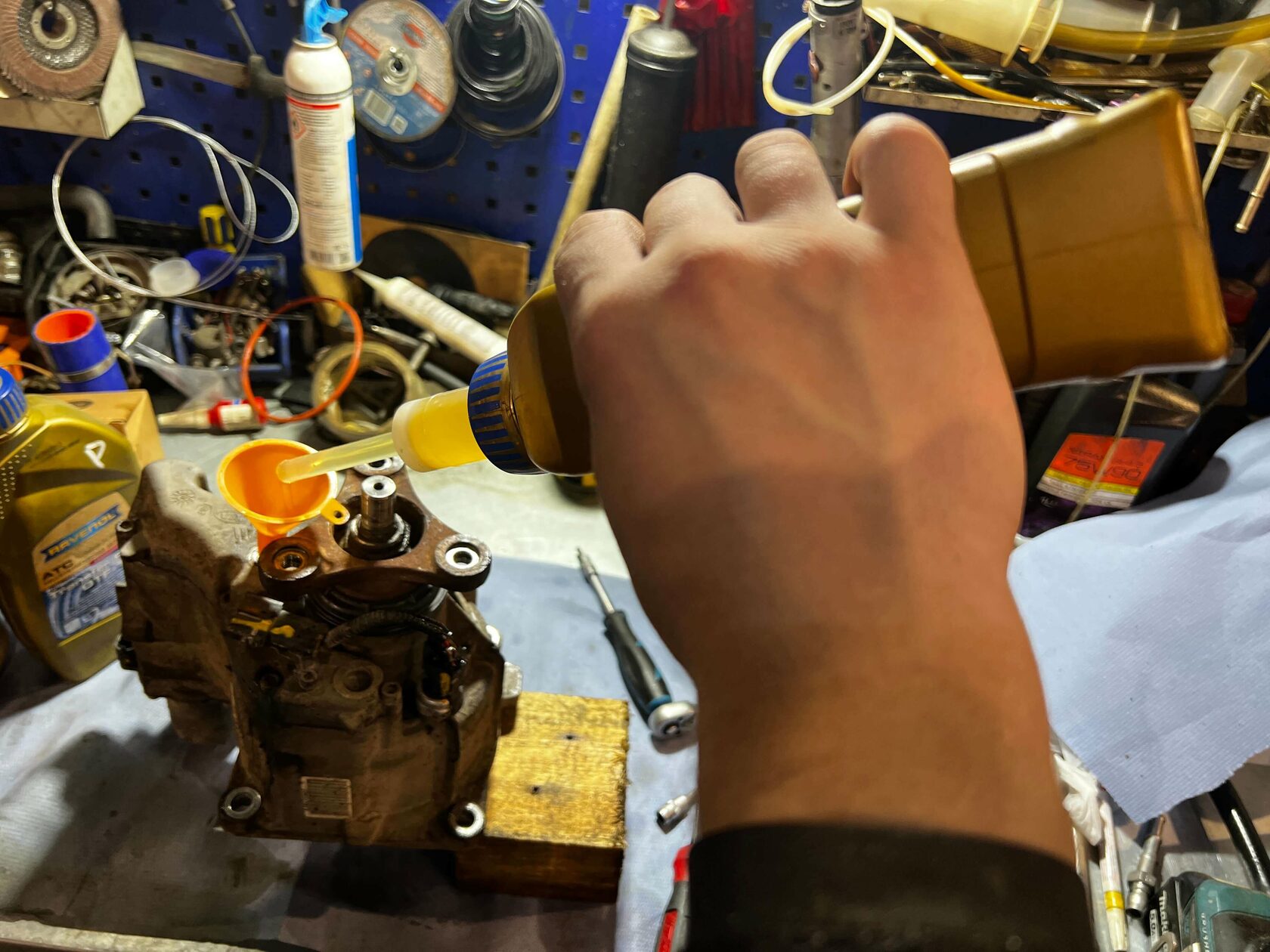 Заливка масла в муфту