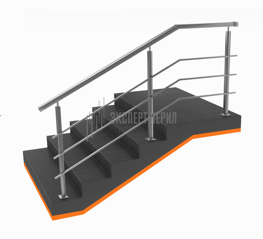 Ограждение из нержавеющей стали с прямоугольным и квадратным сечением отличаются визуальным видом и подчеркнут интерьерное решение любого помещения. Также возможно индивидуально подобрать количество горизонтальных ригелей.