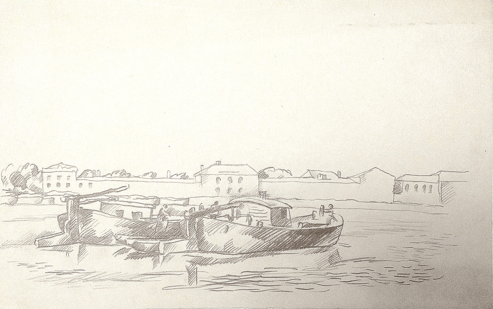 Рублёв Г.И. Ленинград. Лодки у причала. Около 1928