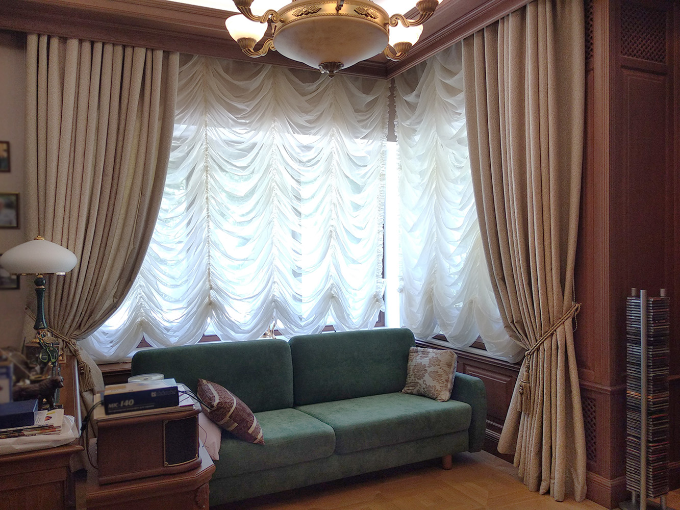 пошив щтор для классического интерьера - красивые занавески для гостиной и кабинета