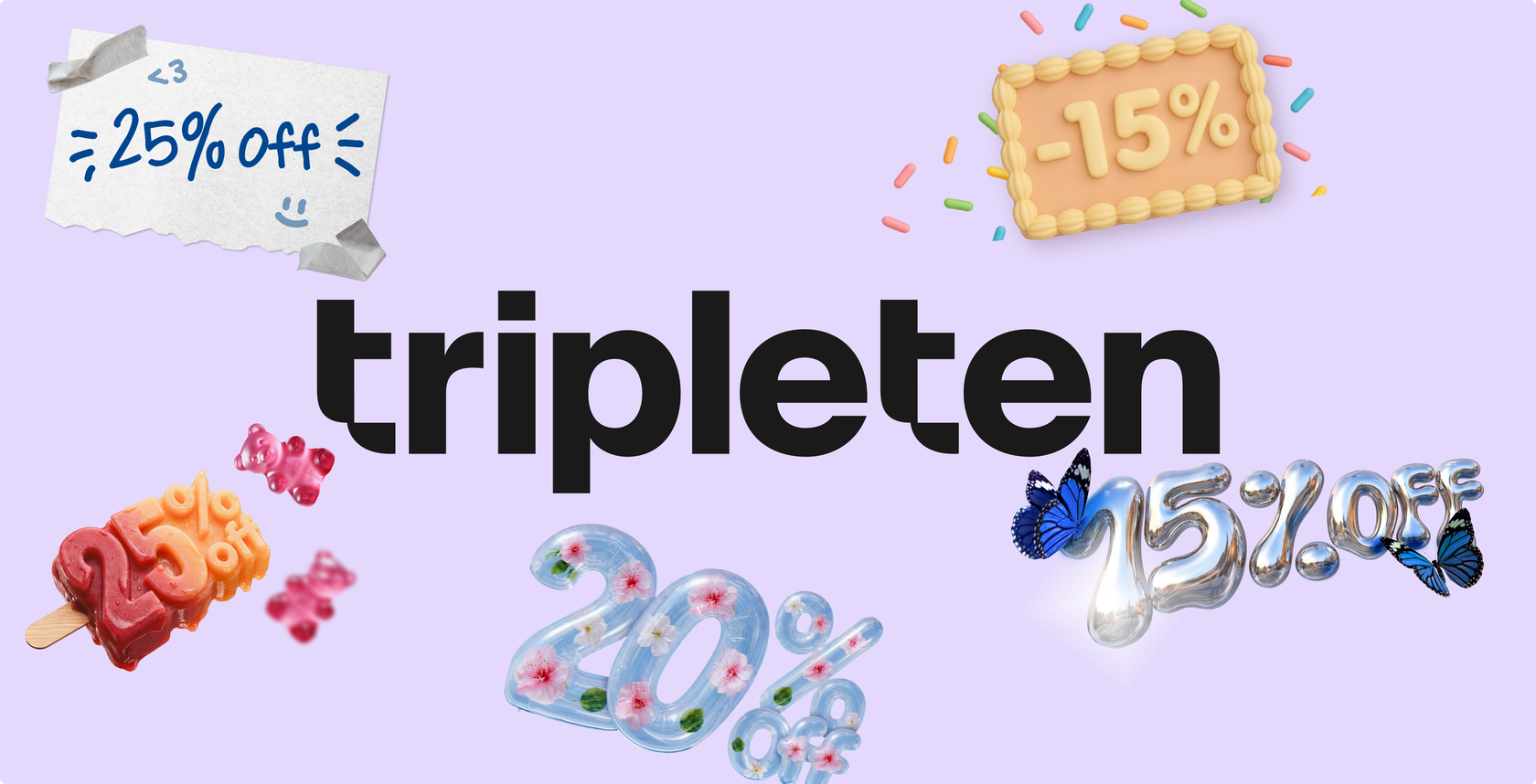 Collage of TripleTen special-offer banners with countdown timers and discount badges for the USA and Latin America