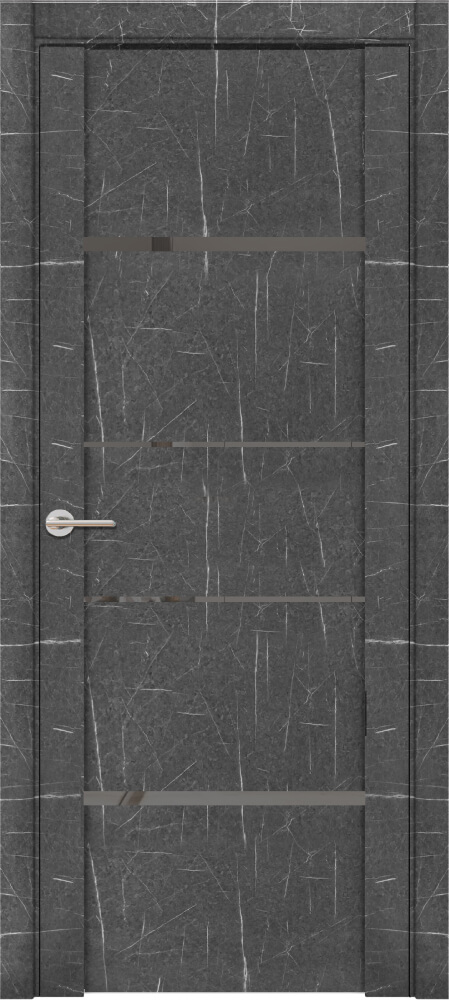 Дверь межкомнатная UniLine Loft Marmor 30039/1 Остекленная стекло зеркало серое цвет Торос Графит