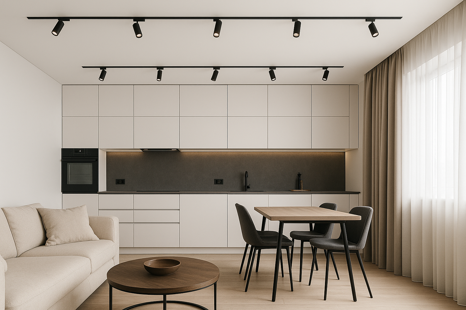 Натяжные потолки в гостиной в Туле — дизайн Struktura