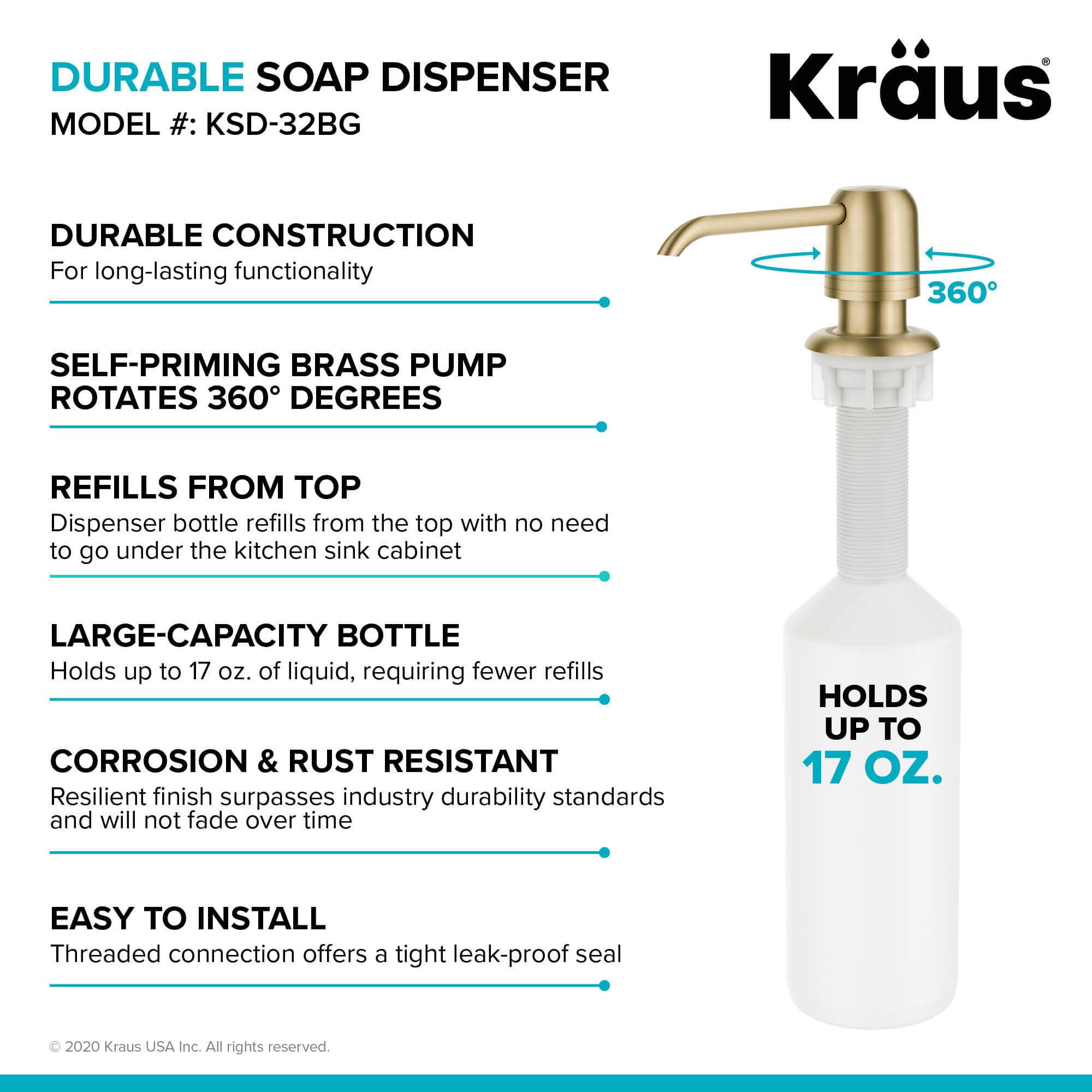 Дозатор жидкого моющего средства Kraus KSD-32BG - изображение 6