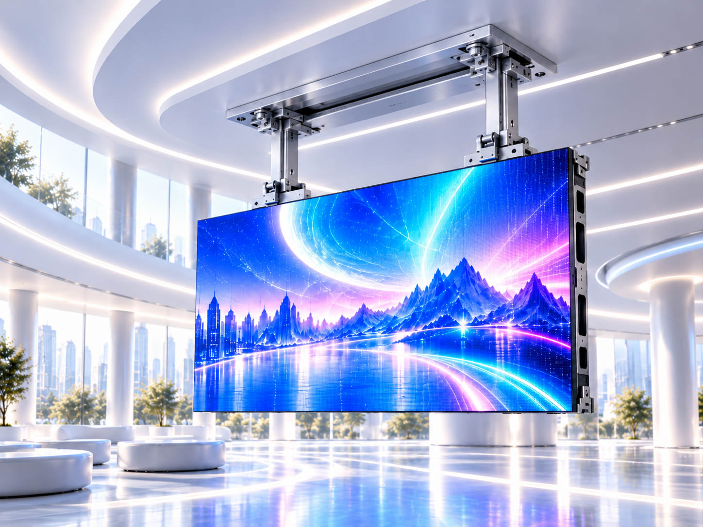Потолочный кронштейн AL-CM-57-57 для LED-кабинета мобильной системы видеоотображения в интерьере