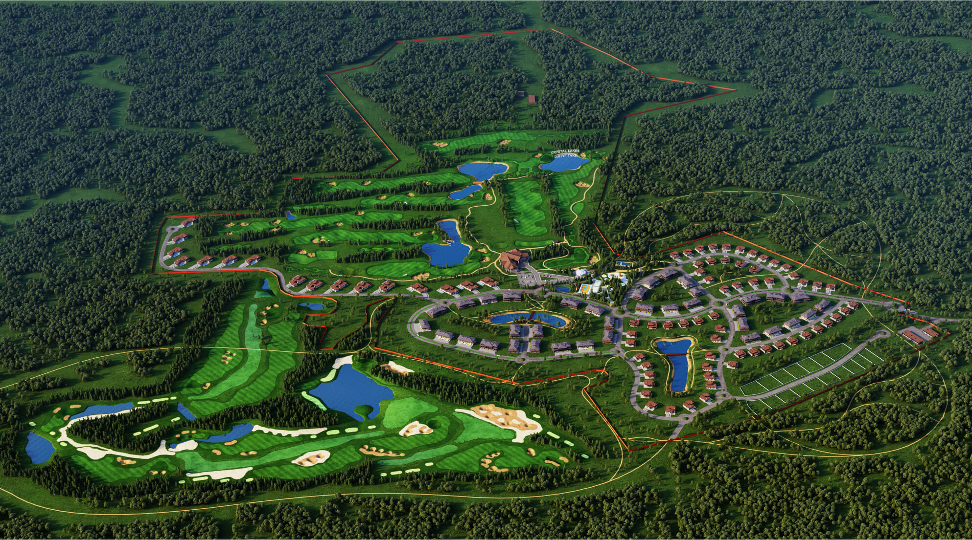 Гольф-поле, дом, гольф-клуб, Golf Club, Crystal Lakes Country, Club &amp; Golf, жилой комплекс, премиум, приватность, охраняемая территория, безопасность, элитарность, личное пространство, конфиденциальность, уединение, гольф-комьюнити, комьюнити, семейность, инфраструктура, активный отдых, отдых, парк, теннисный корт, детские площадки, гармония, здоровье, сосновый лес, Первый клинический медицинский центр, Доброград, город Доброград, таунхаус, двухуровневая квартира, отдельный вход, терраса, гараж, земельный участок, лес, медицина, частная медицина, образование, частное образование, культура, летний театр, аэропорт