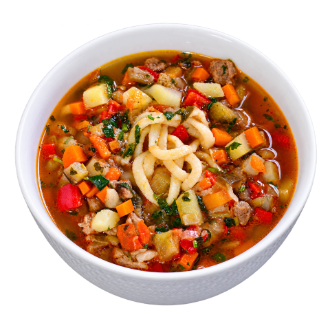 Наваристый суп с мясом, овощами и лапшой