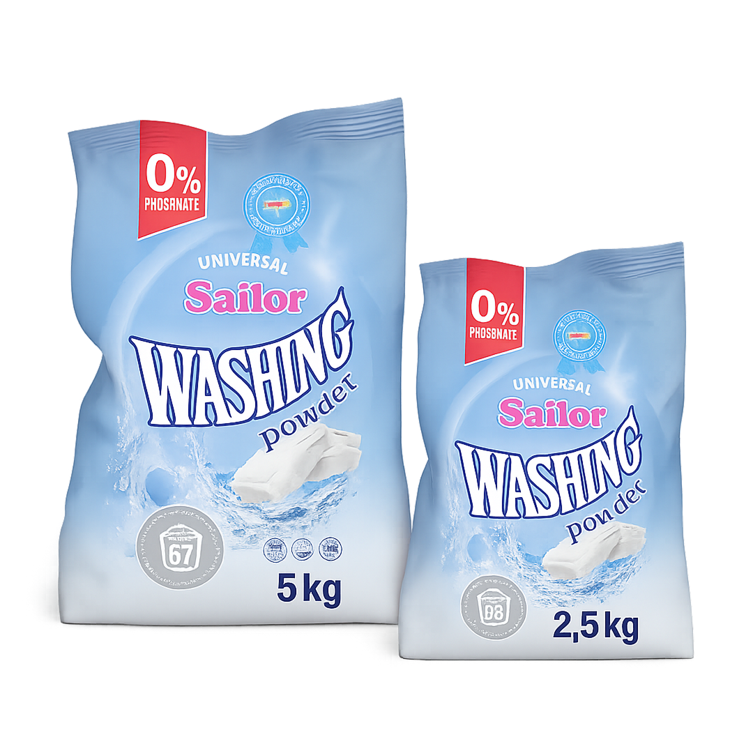 Sailor Universal 2,5 kg &amp; 5 kg – Waschpulver für weiße, bunte und dunkle Wäsche, Hersteller Waschmittel EU, Großhandel Deutschland Österreich Schweiz, Alternative zu Ariel Persil Spee Dash