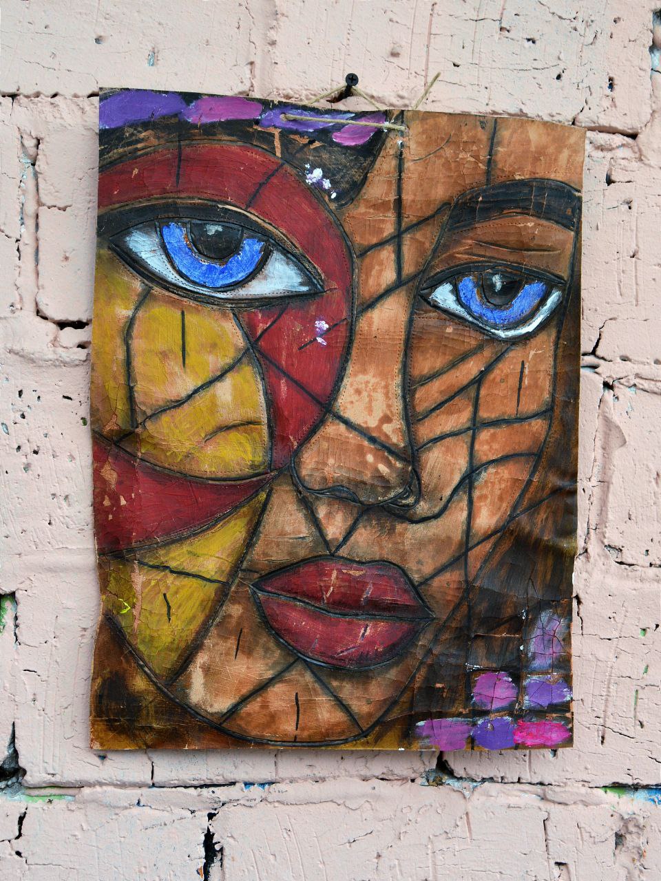 Скульптура настенная из фактурной кожи А.МузылевЪ &quot;Двуликий Дзен Гранж 4&quot;