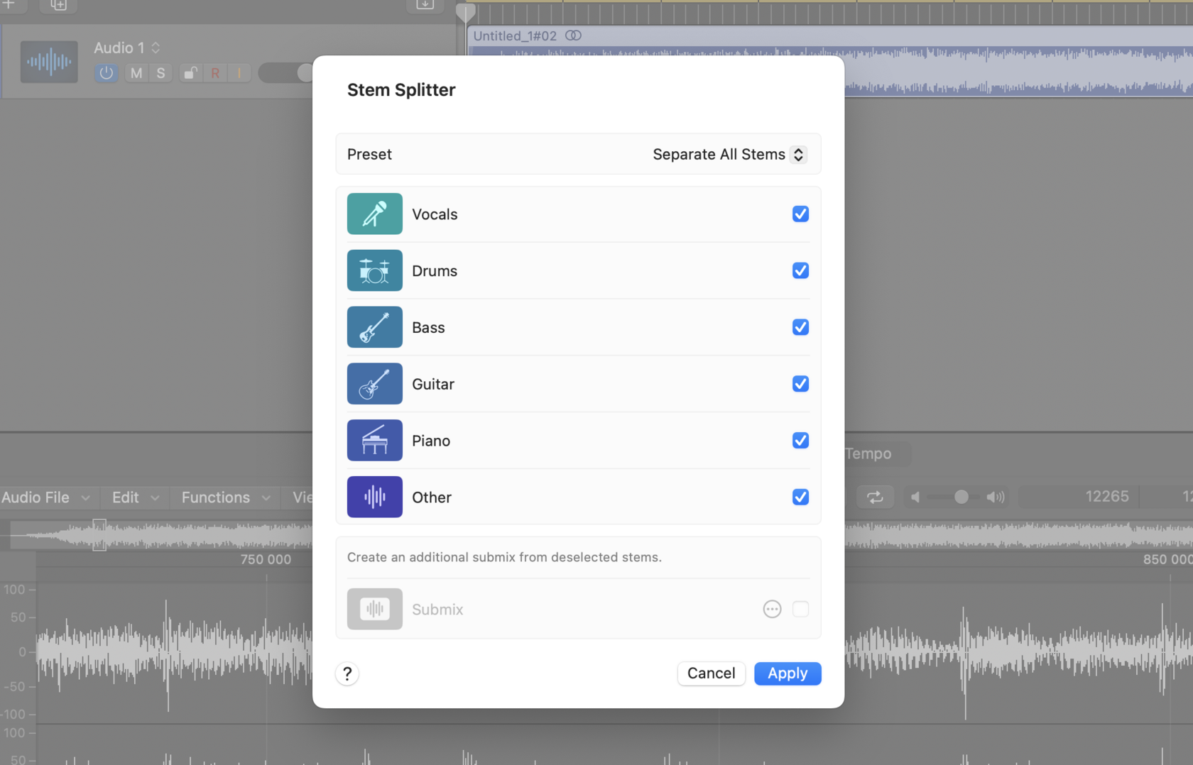 Logic Pro X Stem Splitter