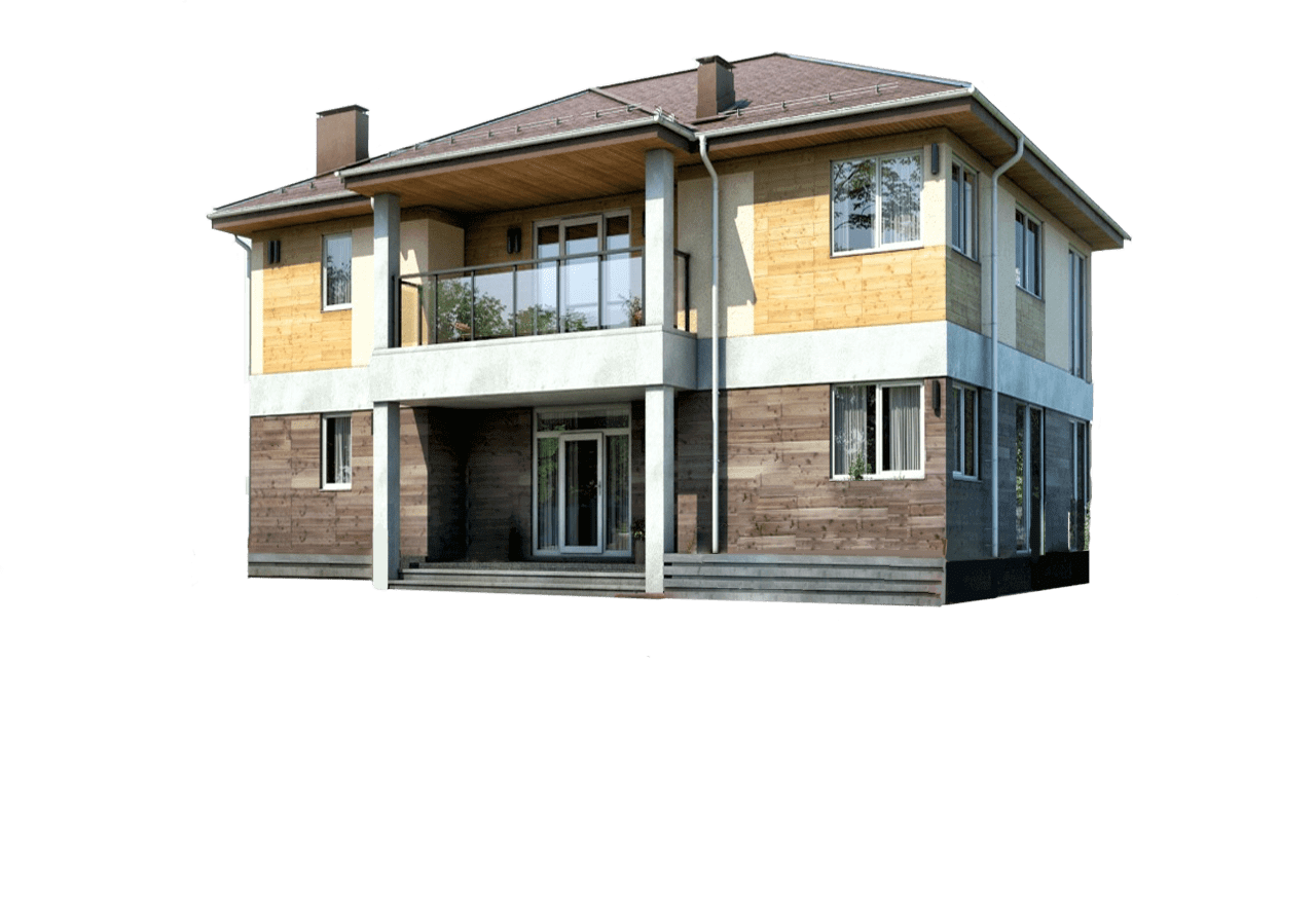 Красивый двух этажный коттедж с балконом