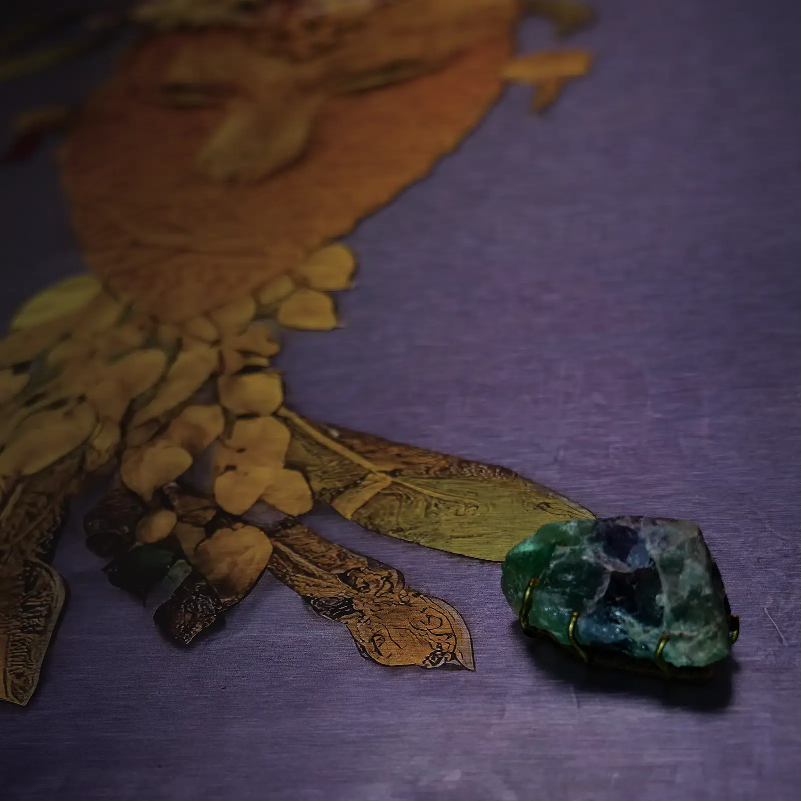 Silence is Gold, detail — the crystal set into the aluminium print