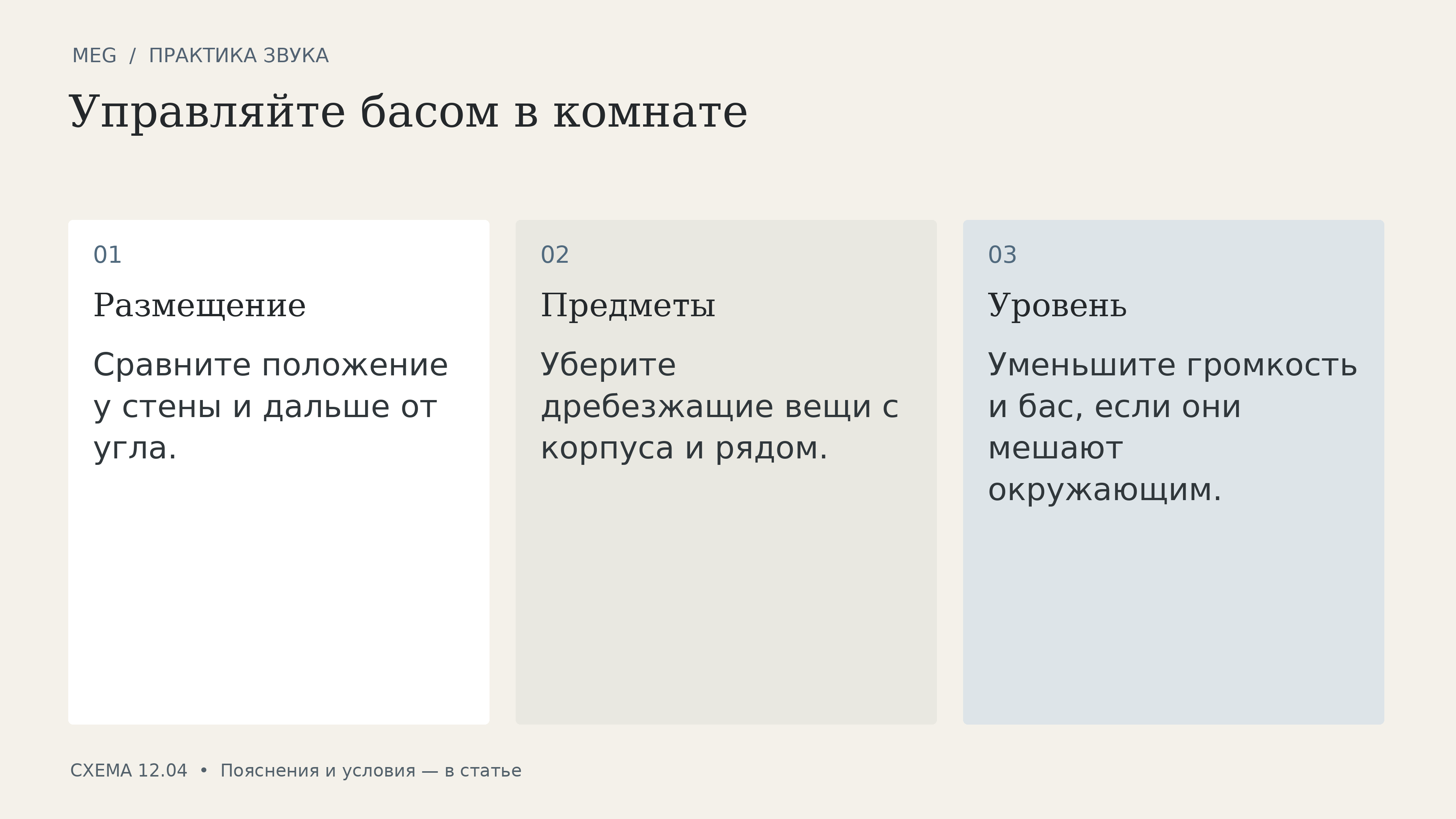Управляйте басом в комнате: размещение, предметы, уровень