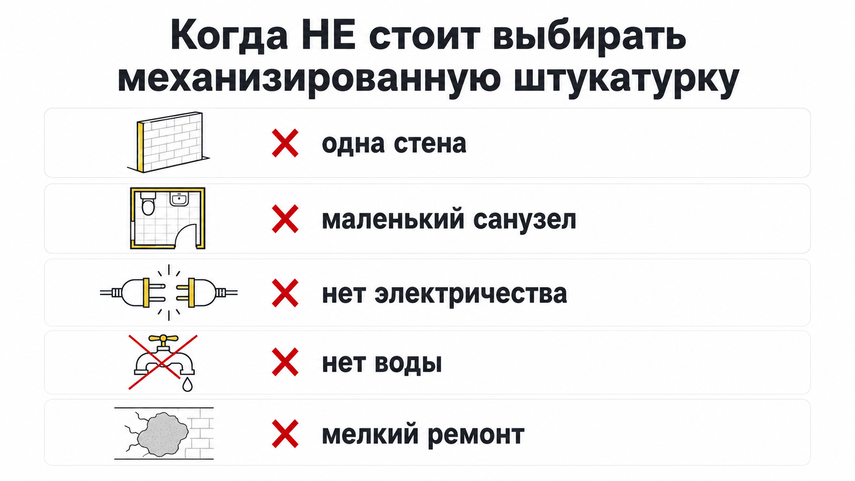 Когда механизированная штукатурка не подходит