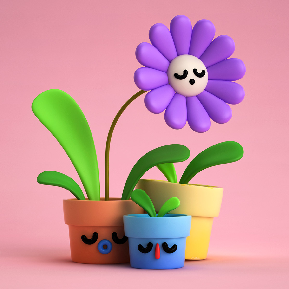 Little plant. 3d render Toy.