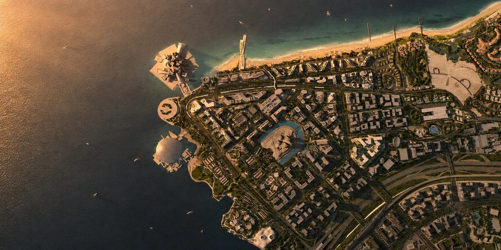 Saadiyat Island and the Cultural District from above